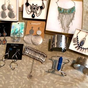 Group #2-Silver,silver tone Group of misc. Jewelry